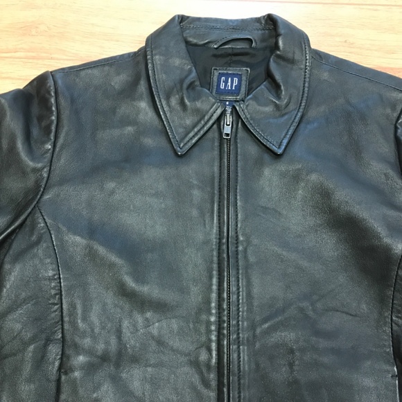 Gap Genuine Black Leather Women Jacket size small - Picture 2 of 6